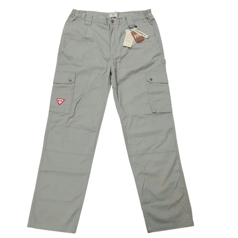Ticomela Flame Resistant Cargo Pants Mens 38x33 Gray  Cotton Twill Work Utility